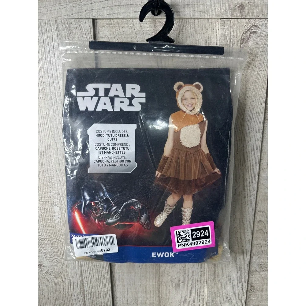 Star Wars Ewok Costume Kids XS 4/5 Tutu Dress Hood Cuffs 3pc Set Jazwares Brown